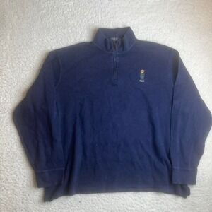 Polo bear men's Ralph Lauren blue quarter zip sweater embroidered xxl